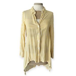 Max Studio stripped button down hi low blouse M